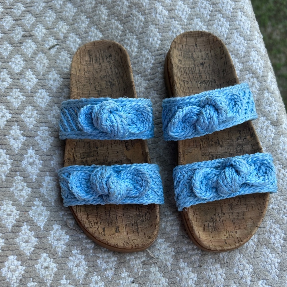 Blue Knitted Strap Sandals